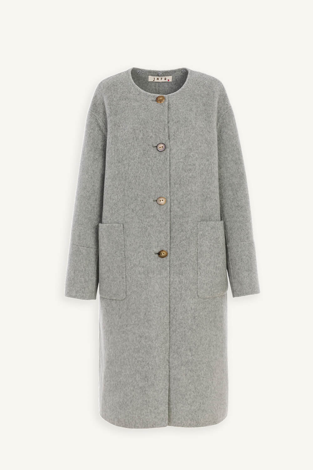 front 羊絨混紡連帽可拆式大衣